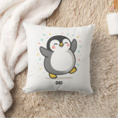 blij dansende Pinguïn Aangepaste Kinderen Illustra Kussen (Deken)