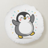 blij dansende Pinguïn Aangepaste Kinderen Illustra Rond Kussen (Achterkant)