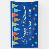 Blij dat de feestbanner met kleurrijke vlaggen met spandoek (Verticaal)