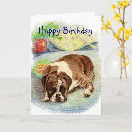 Blij dat de verjaardag wordt gewonnen Boxer Dog va Kaart (Gele Bloem)