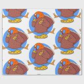 blij dat deanksgiving turkey pizza grappig cadeaupapier (Vlak)