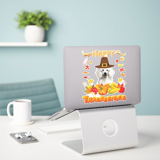blij dat deken poodle hond dankbaar mijn liefde sticker (Laptop op bureau)
