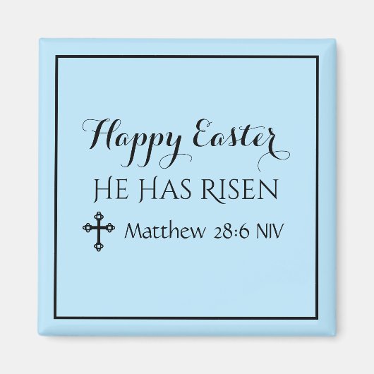 Blij dat hij de bijbel verse blauw heeft gerezen magneet (Voorkant)