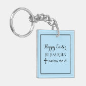 Blij dat hij de bijbel verse blauw heeft gerezen sleutelhanger (Voorkant Links)