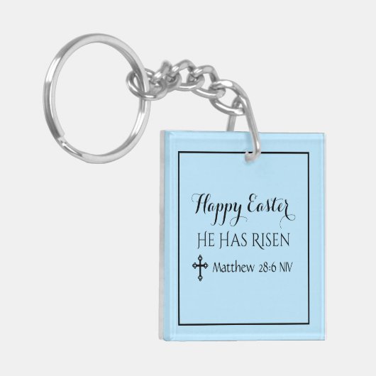 Blij dat hij de bijbel verse blauw heeft gerezen sleutelhanger (Voorkant Links)