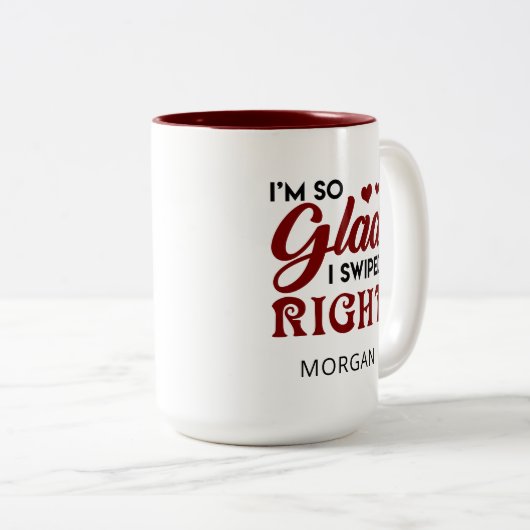 Blij dat ik de juiste Valentijnse versie heb gedra Tweekleurige Koffiemok (Voorkant rechts)