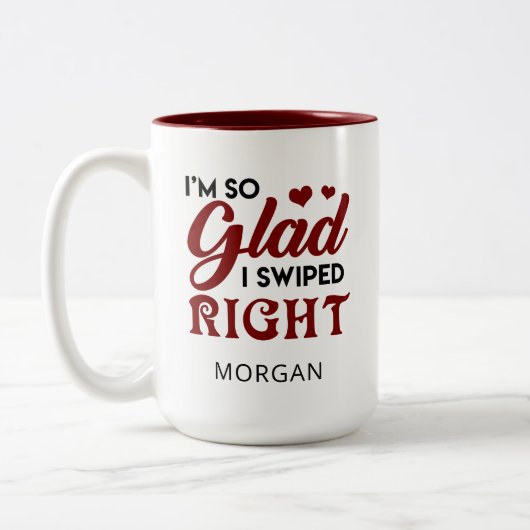 Blij dat ik de juiste Valentijnse versie heb gedra Tweekleurige Koffiemok (Links)