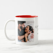 Blij dat ik goed 2-foto's en persoonlijke berichte tweekleurige koffiemok (Links)