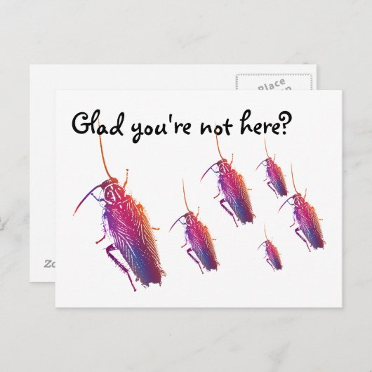 Blij dat je hier niet bent? Kleurstoffen Briefkaart (Voorkant / Achterkant)