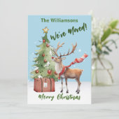 Blij dat we de kerstboom hebben verplaatst aankondiging (Staand voorkant)