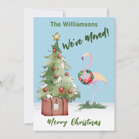 Blij dat we Flamingo kerstboom hebben verplaatst Aankondiging (Voorkant)