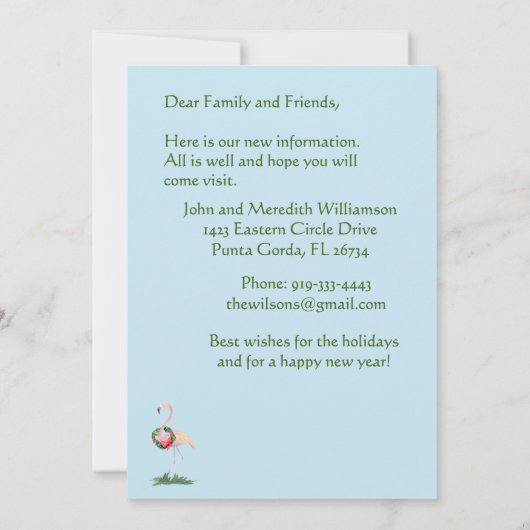 Blij dat we Flamingo kerstboom hebben verplaatst Aankondiging (Achterkant)