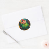 Blij dikke elf ronde sticker (Envelop)