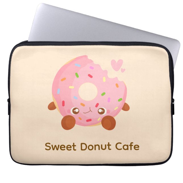 Blij donut met spikkels laptop sleeve (Voorkant)