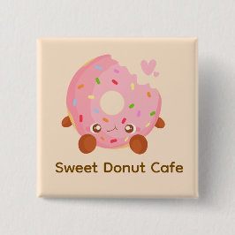 Blij donut met spikkels vierkante button 5,1 cm
