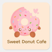 Blij donut met spikkels vierkante sticker (Voorkant)