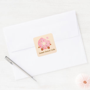 Blij donut met spikkels vierkante sticker