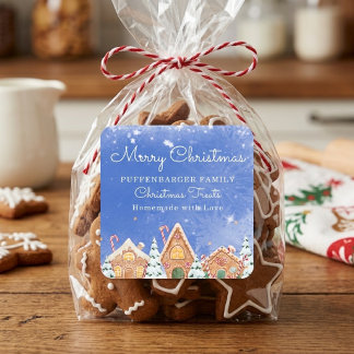 Blij dorp van gemberkoek Kerstmis Vierkante Sticker