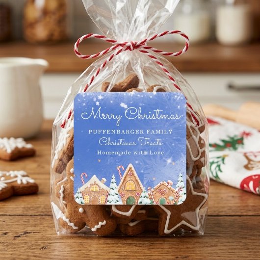 Blij dorp van gemberkoek Kerstmis Vierkante Sticker