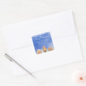 Blij dorp van gemberkoek Kerstmis Vierkante Sticker (Envelop)