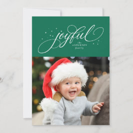 Blij één foto groene sterren Kerstmis Feestdagenkaart