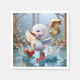 Blij Eendje Met #5 Verjaardagsballon Servet