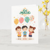 Blij Eid al-Fitr-ontwerp Kaart (Gele Bloem)