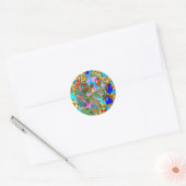 BLIJ EN GRAPPIG RONDE STICKER (Envelop)
