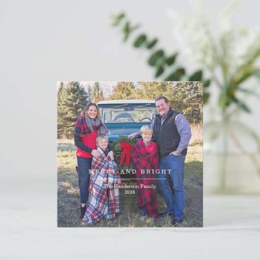 Blij en helder foto klassieke kerstkaart kaart (Staand voorkant)