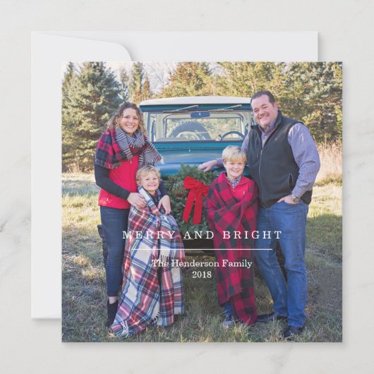 Blij en helder foto klassieke kerstkaart kaart (Voorkant)