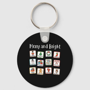 Blij en helder spraaktherapeut Aac Slp Kerstmis Sleutelhanger