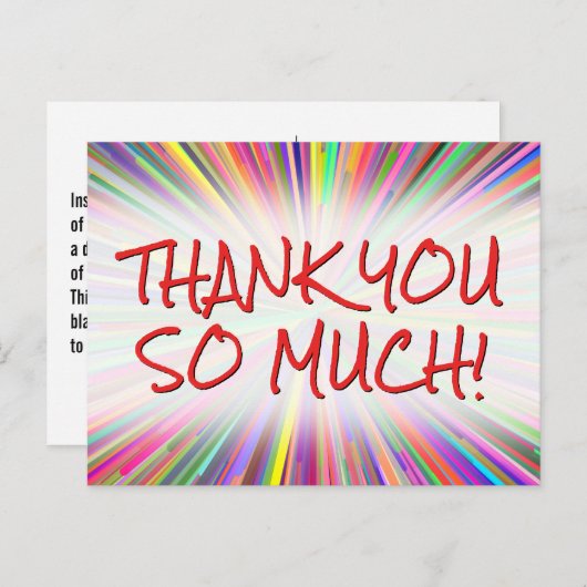 Blij en speels "HEEL ERG BEDANKT!" Briefkaart (Voorkant / Achterkant)