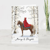 Blij en Stralend Paardenmeisje Feestdagen Kaart (Voorkant)