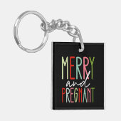 Blij en Zwanger Zwangerschaps Kerst Mama Sleutelhanger (Voorkant Links)