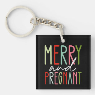 Blij en Zwanger Zwangerschaps Kerst Mama Sleutelhanger