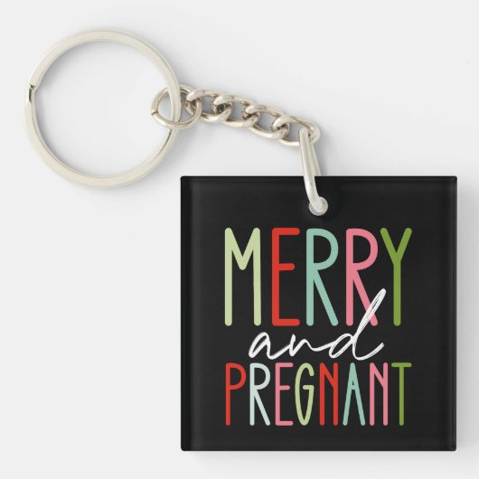 Blij en Zwanger Zwangerschaps Kerst Mama Sleutelhanger (Voorkant)