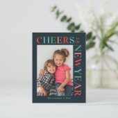 Blij frame bewerkbare kleur gelukkig nieuwjaar kaa feestdagenkaart (Staand voorkant)