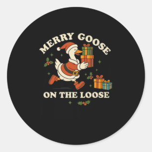 Blij Ganzen Op Vrije Voeten Grappig Kerst Silly Hu Ronde Sticker