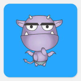 Blij Gargoyle Cartoon - Fantasie Vierkante Sticker