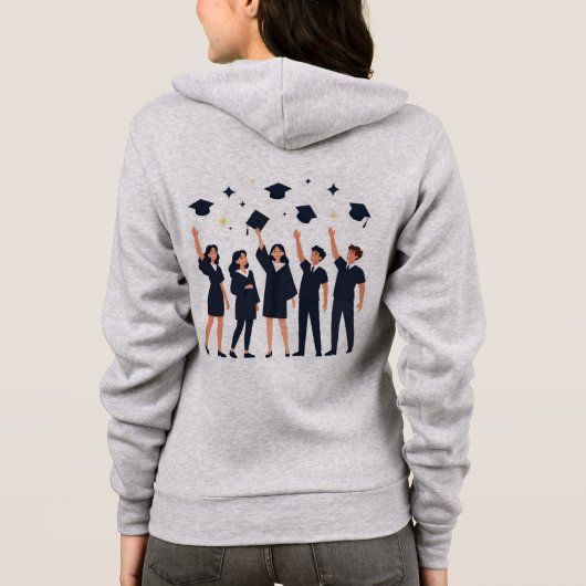 Blij Gediplomeerden die hun Pet Gooien Viering Hoodie (Achterkant)