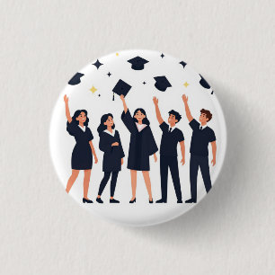 Blij Gediplomeerden die hun Petjes de Lucht in Wer Ronde Button 3,2 Cm