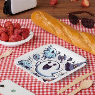 Blij Geesten & Enge Pret Halloween Papieren Bordje