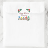 Blij gekleurde kabouters elegante script vakantie vierkante sticker (Tas)