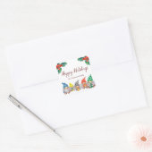 Blij gekleurde kabouters elegante script vakantie vierkante sticker (Envelop)