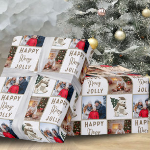Blij Gelukkig IJsbeer Familie 2 Foto Kerstmis Cadeaupapier
