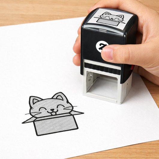 Blij Gelukkige Kat Box Zelfinkende Stempel