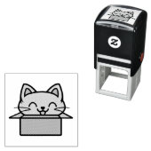 Blij Gelukkige Kat Box Zelfinkende Stempel (In situ)