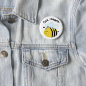 Blij gelukzalige hommel ronde button 5,7 cm (In situ)