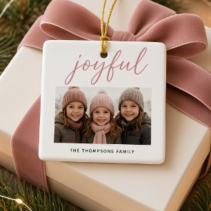 Blij Gepersonaliseerde Familie Foto Kerstmis Keramisch Ornament