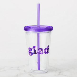 Blij gespeld met paarse bloemen acryl drinkbeker